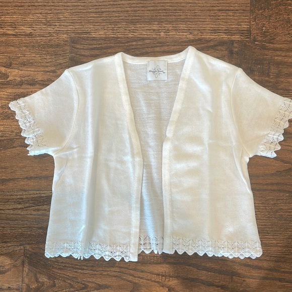 White short sleeve cardigan sweater - Picture 1 of 1